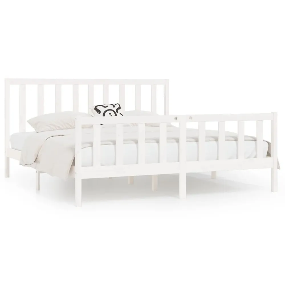 Estrutura de cama 200x200 cm madeira maciç branco