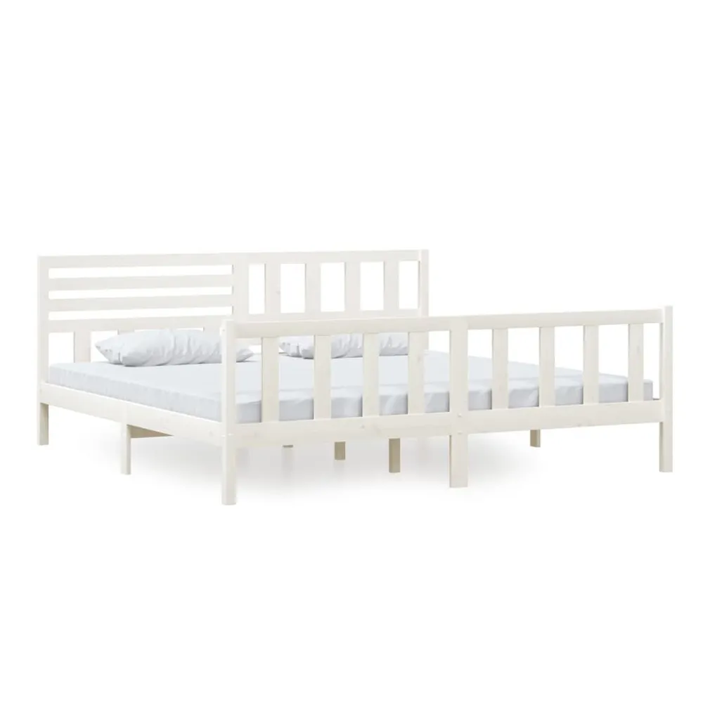 Estrutura de cama 200x200 cm madeira maciç branco