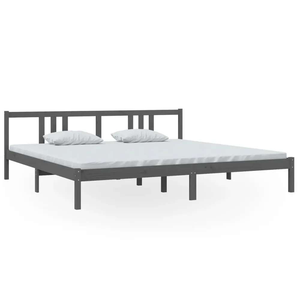 Estrutura de cama 200x200 cm madeira maciç cinzento