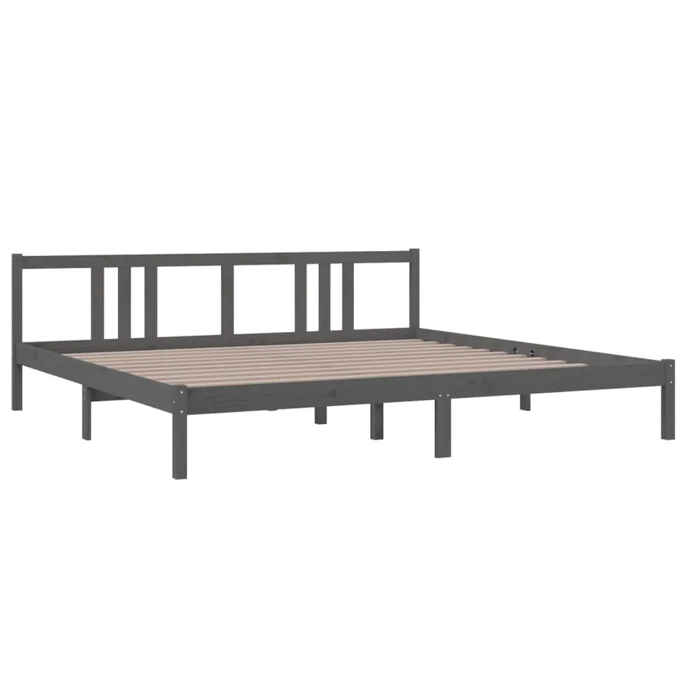 Estrutura de cama 200x200 cm madeira maciç cinzento