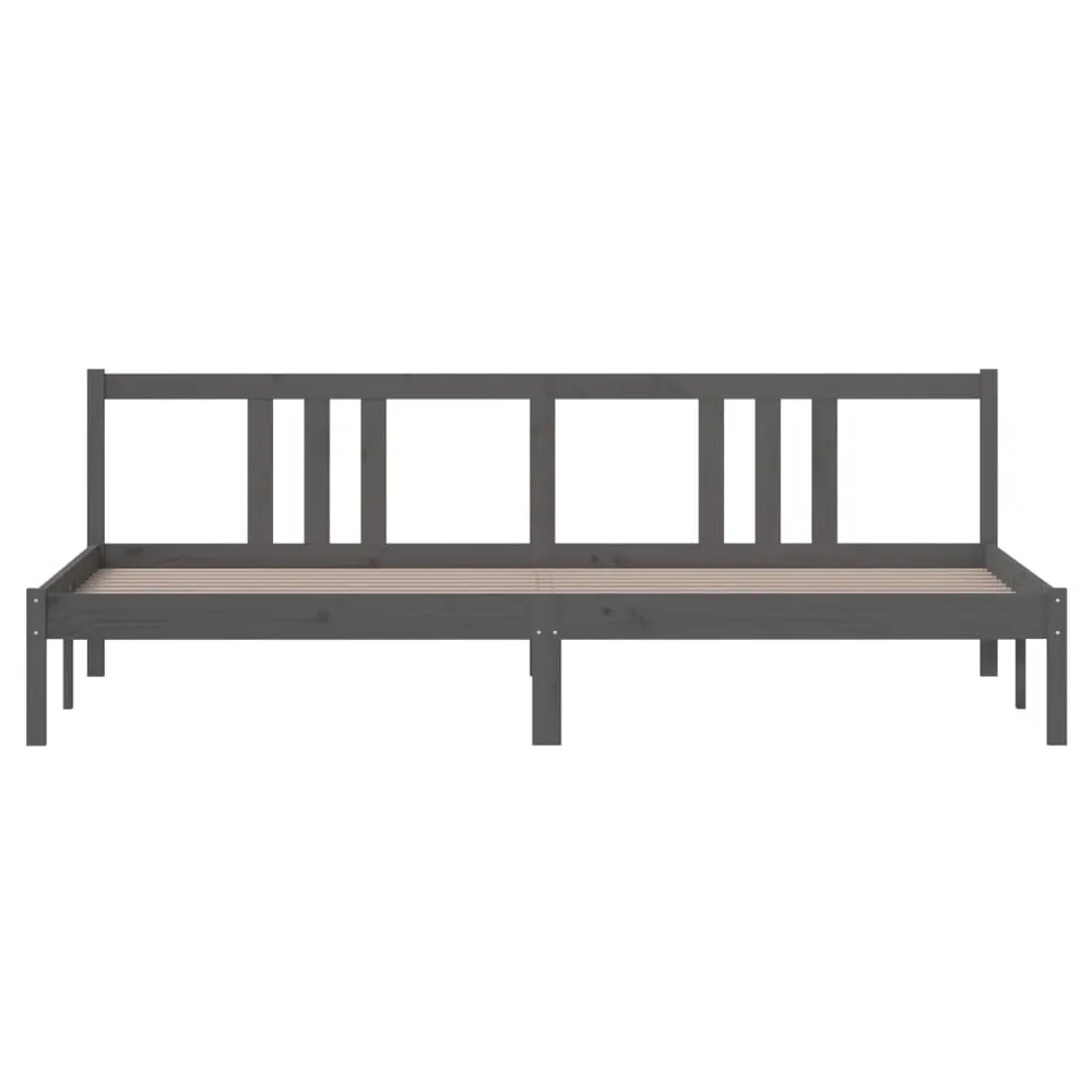 Estrutura de cama 200x200 cm madeira maciç cinzento