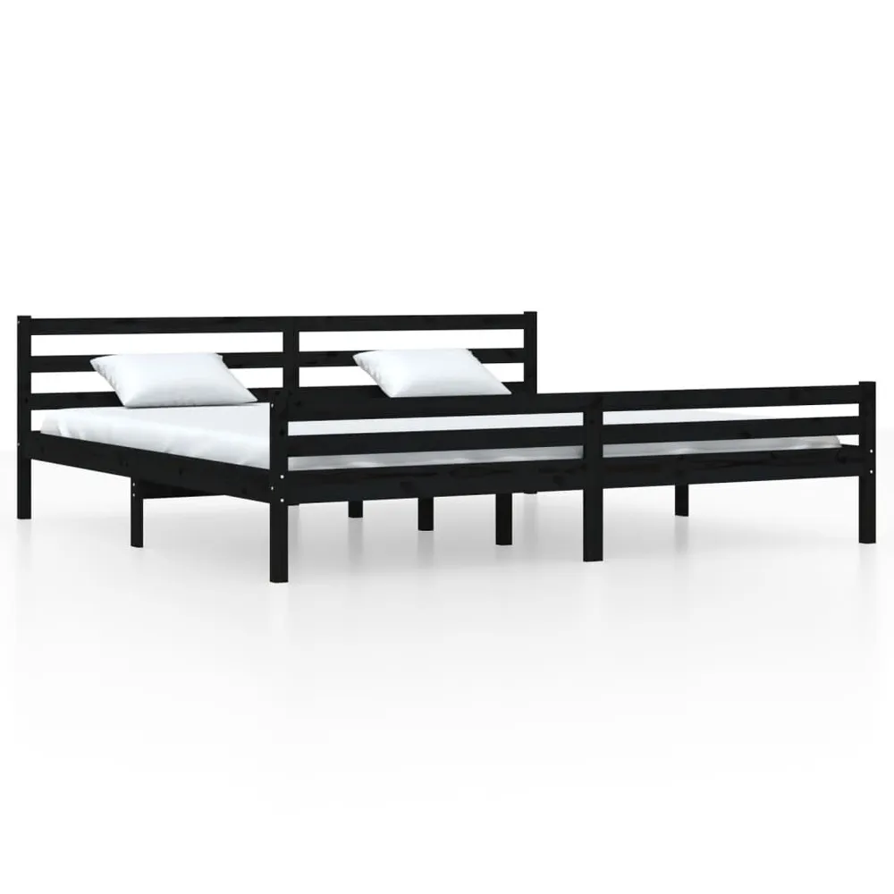 Estrutura de cama 200x200 cm madeira maciç preto