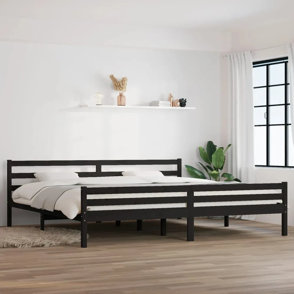 Estrutura de cama 200x200 cm madeira maciç preto