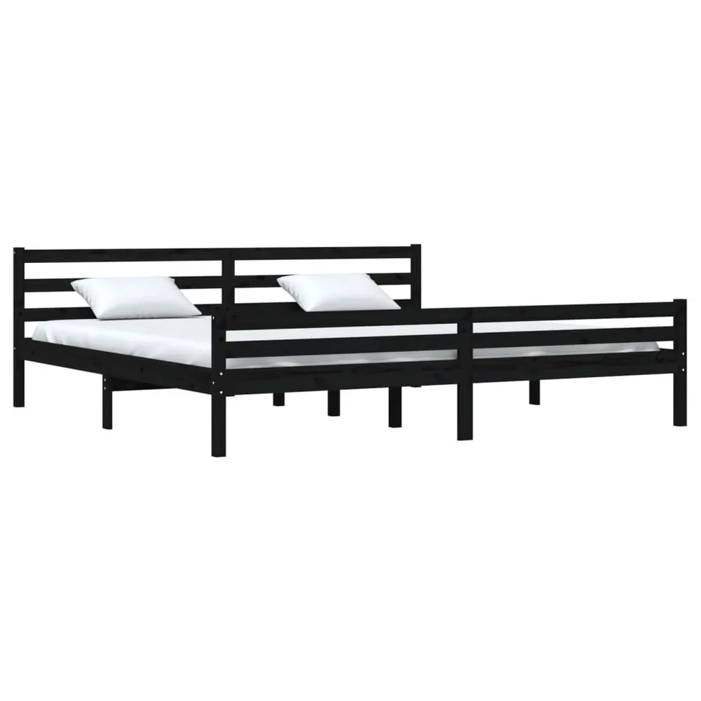 Estrutura de cama 200x200 cm madeira maciç preto
