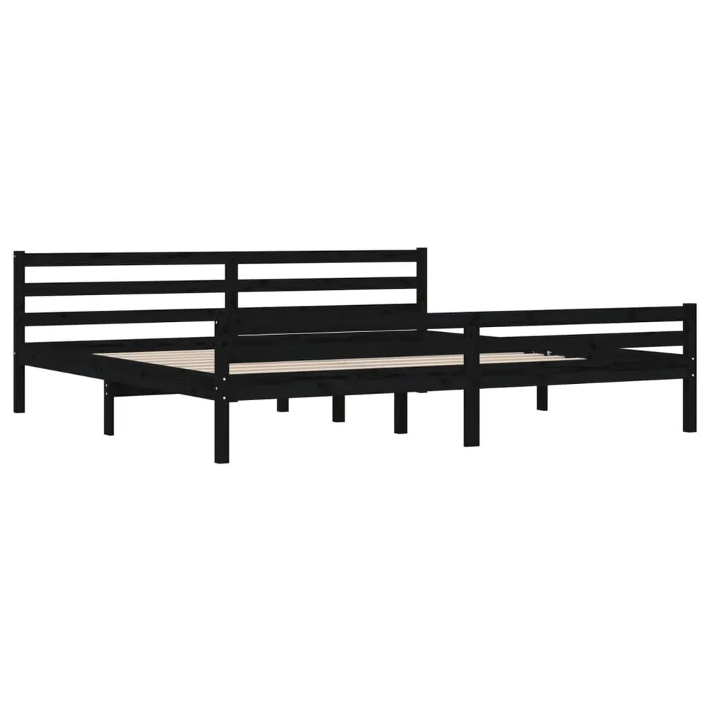 Estrutura de cama 200x200 cm madeira maciç preto