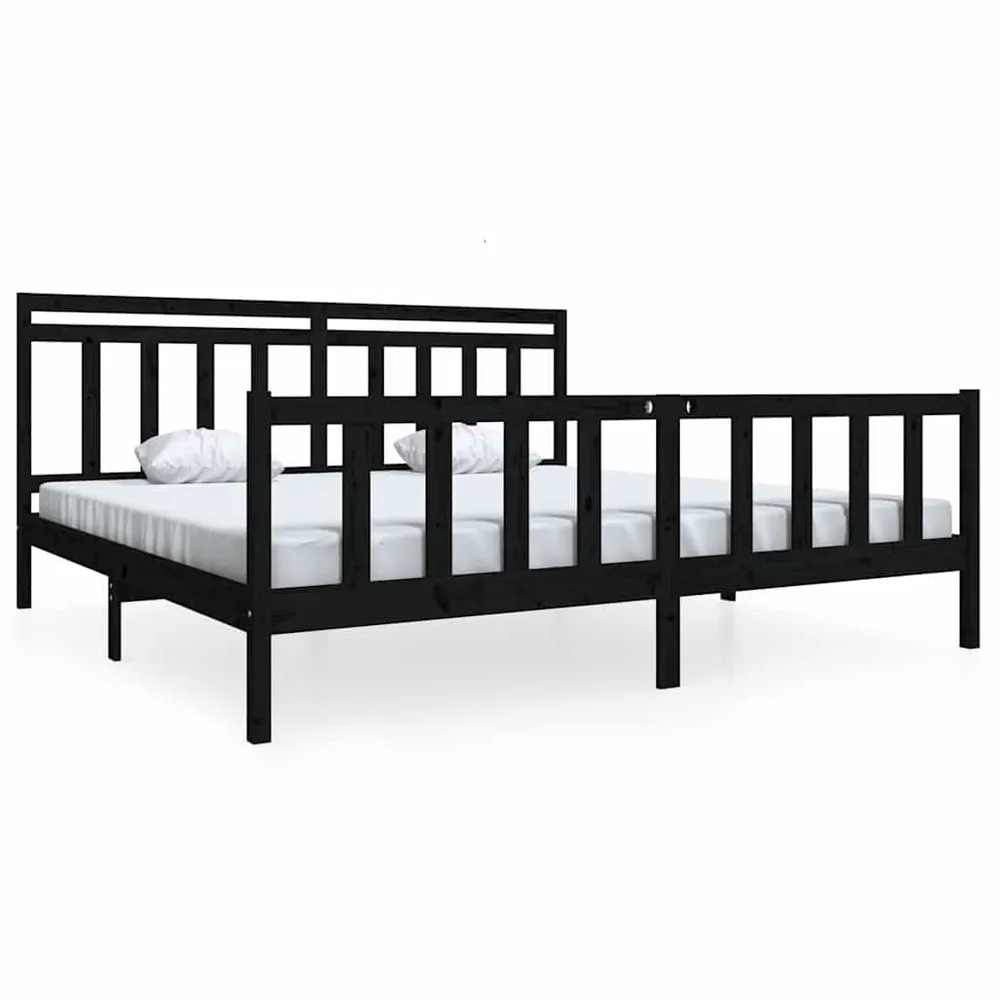 Estrutura de cama 200x200 cm madeira maciç preto