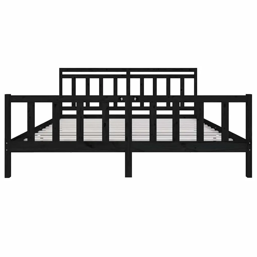 Estrutura de cama 200x200 cm madeira maciç preto