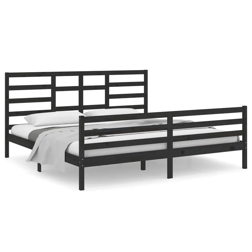 Estrutura de cama 200x200 cm madeira maciç preto