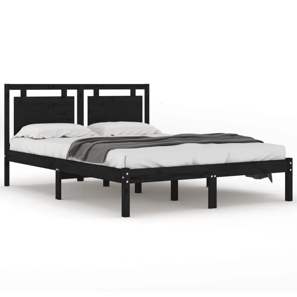 Estrutura de cama 200x200 cm madeira maciç preto