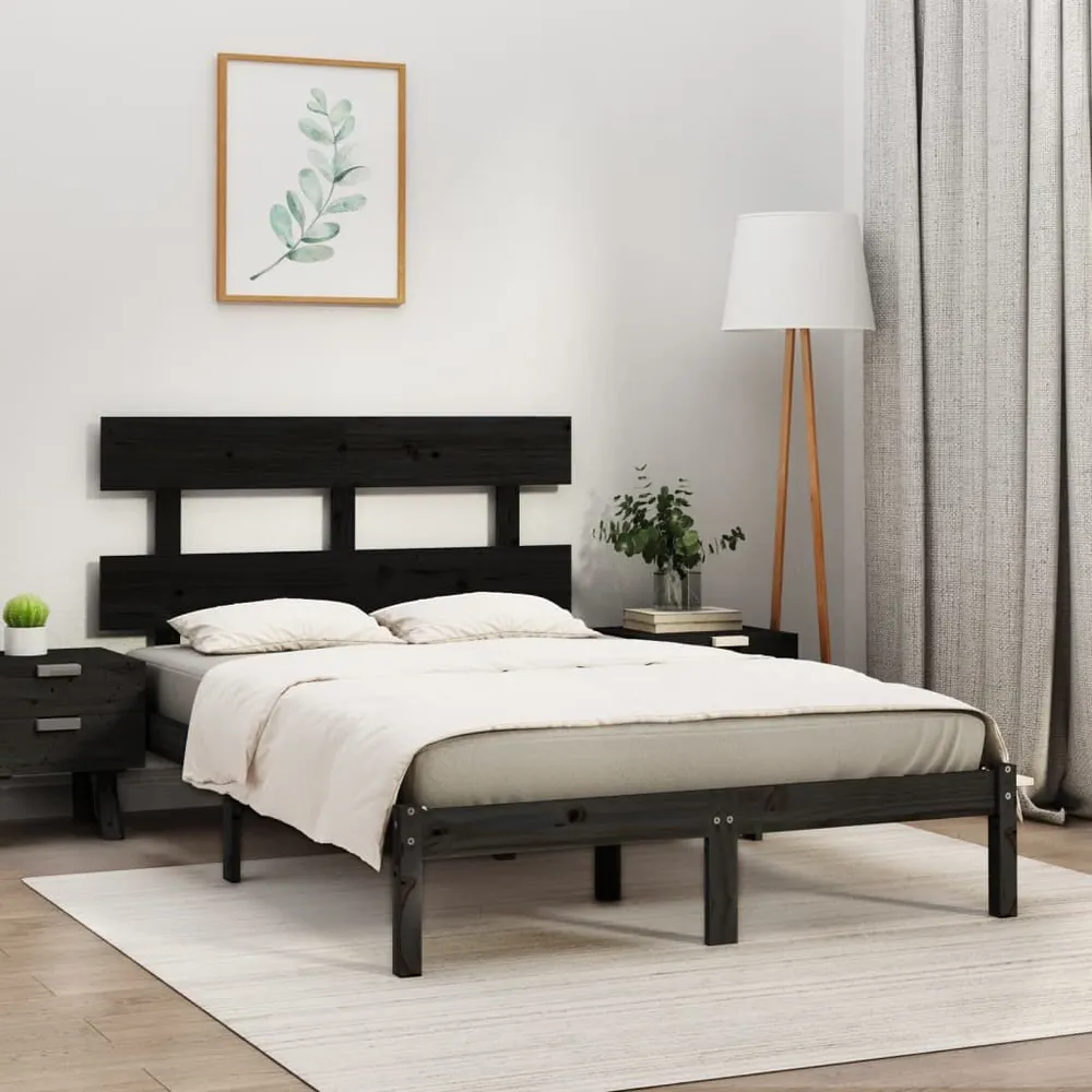 Estrutura de cama 200x200 cm madeira maciç preto