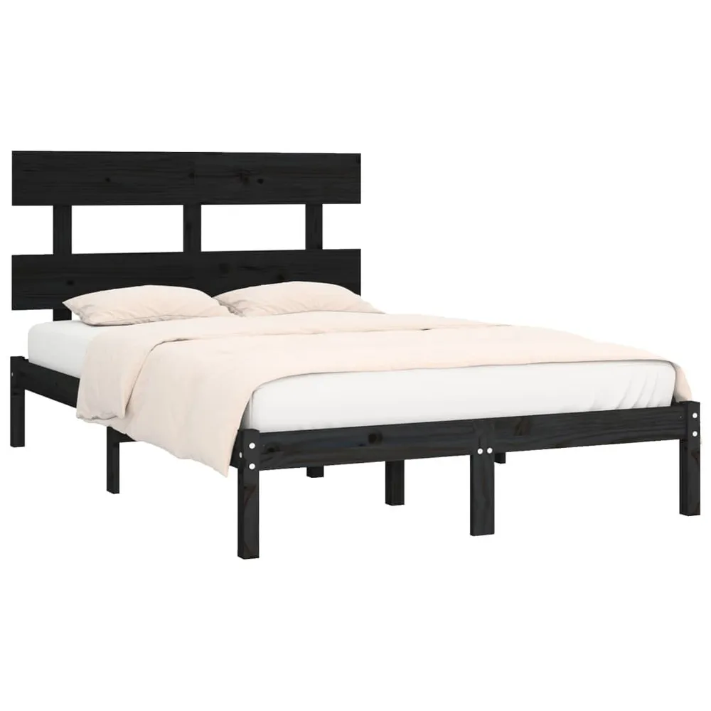 Estrutura de cama 200x200 cm madeira maciç preto