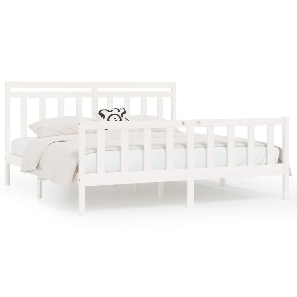 Estrutura de cama 200x200 cm madeira de pinho maciç branco