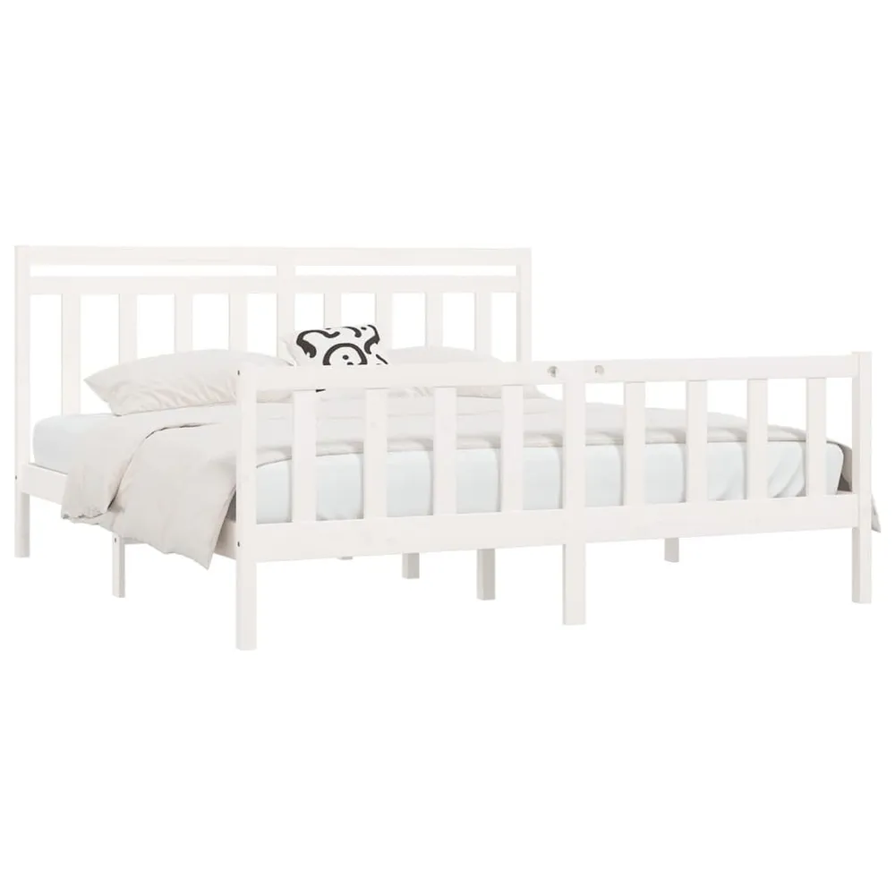 Estrutura de cama 200x200 cm madeira de pinho maciç branco