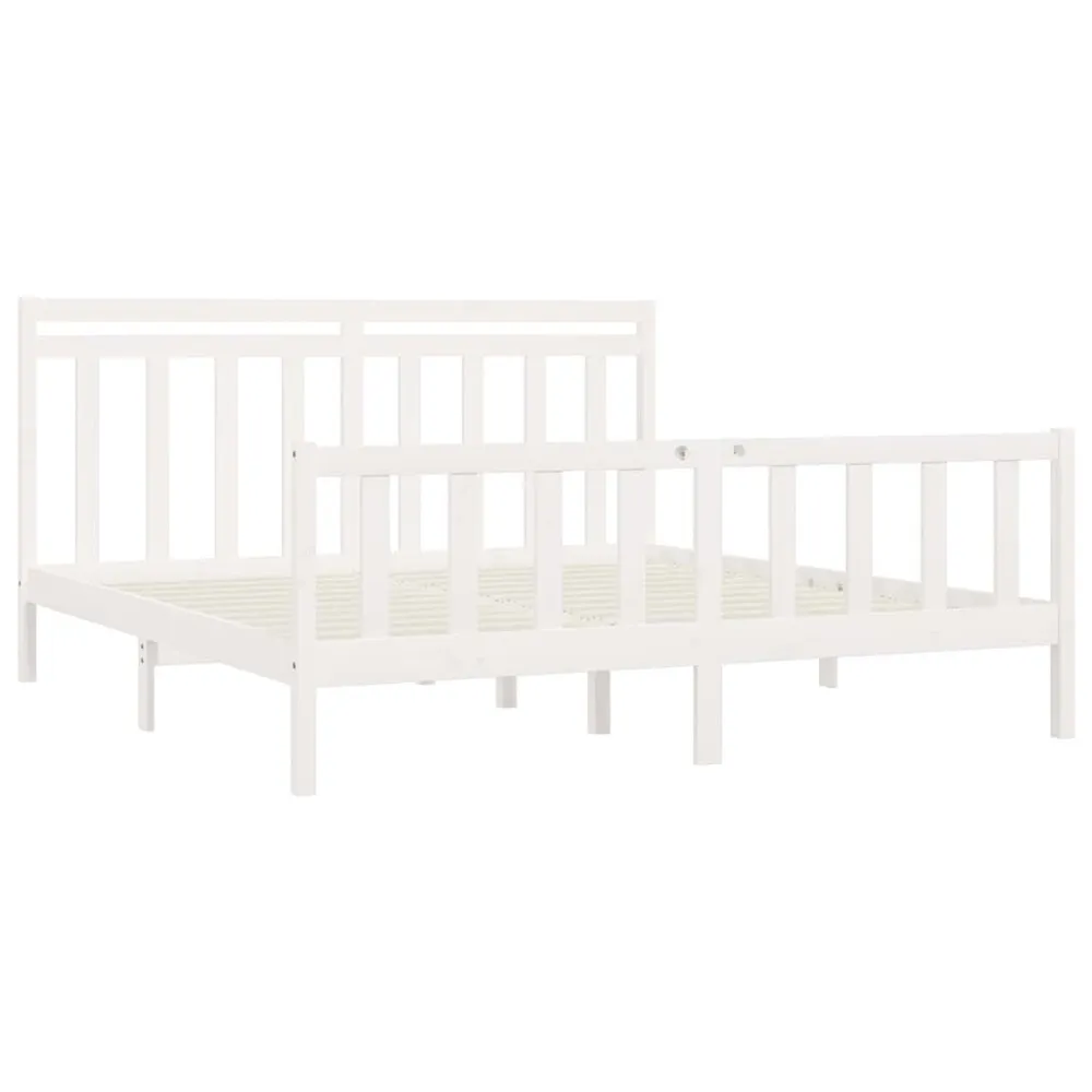 Estrutura de cama 200x200 cm madeira de pinho maciç branco