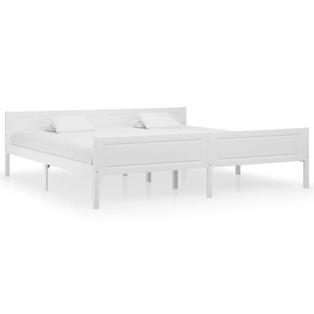 Estrutura de cama 200x200 cm madeira de pinho maciç branco