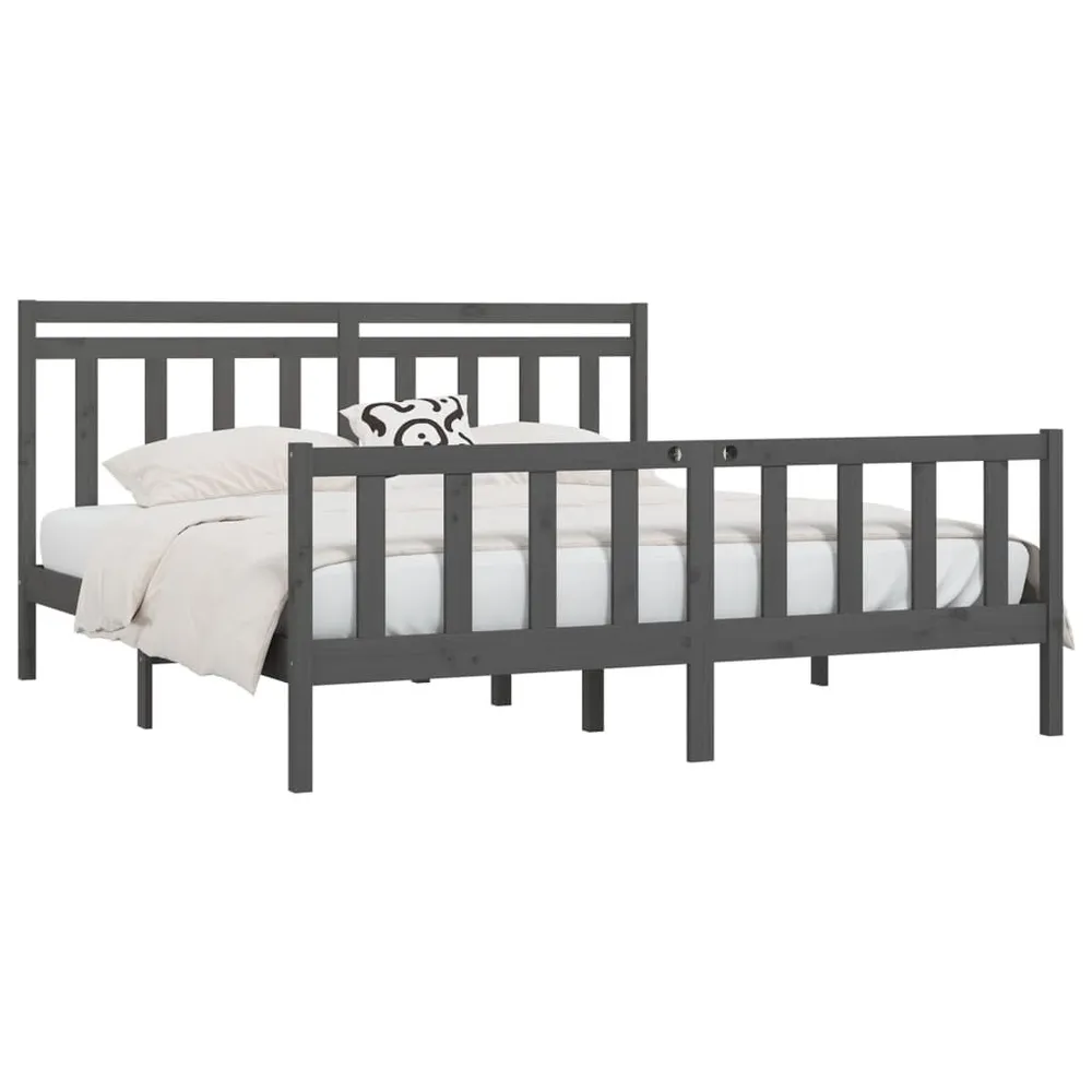 Estrutura de cama 200x200 cm madeira de pinho maciç cinzento