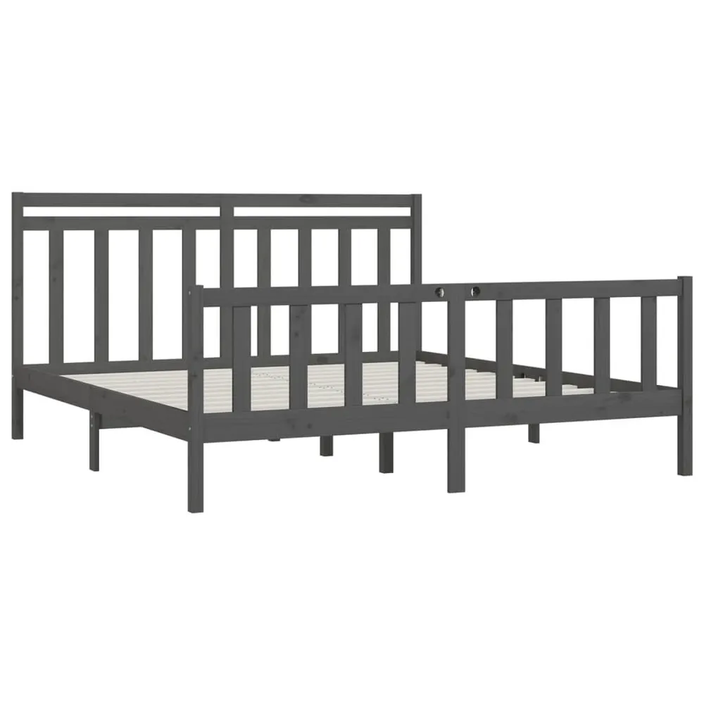 Estrutura de cama 200x200 cm madeira de pinho maciç cinzento