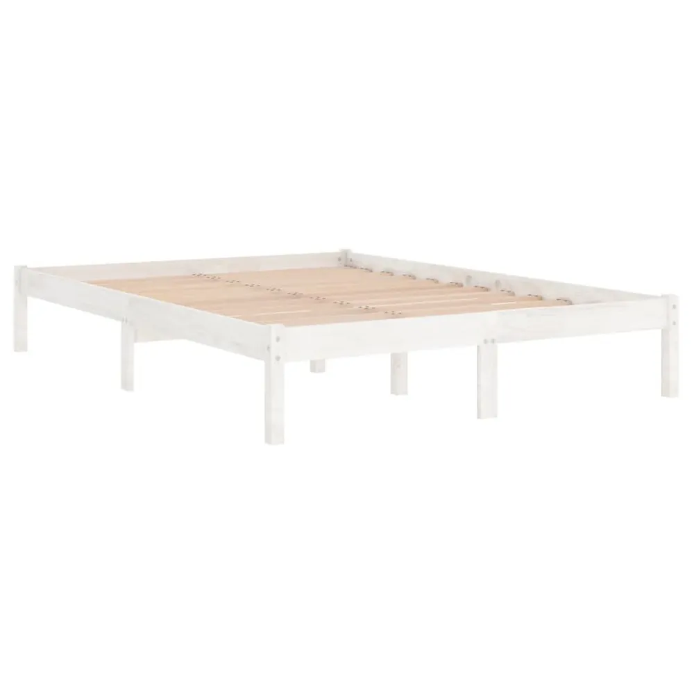 Estrutura de cama 200x200 cm pinho maciço branco