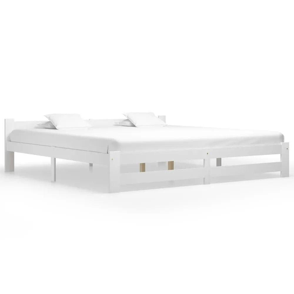 Estrutura de cama 200x200 cm pinho maciço branco