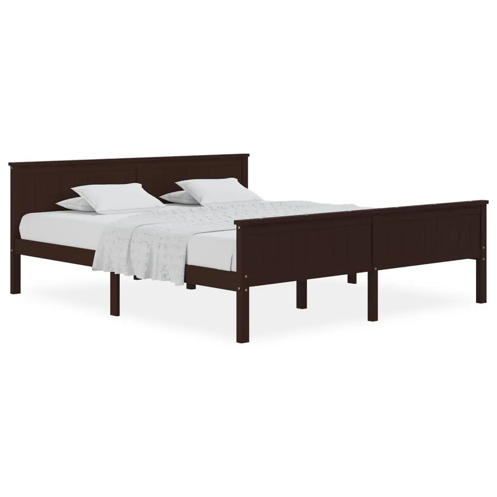 Estrutura de cama 200x200 cm pinho maciço castanho-escuro