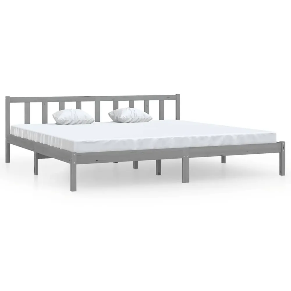 Estrutura de cama 200x200 cm pinho maciço cinzento