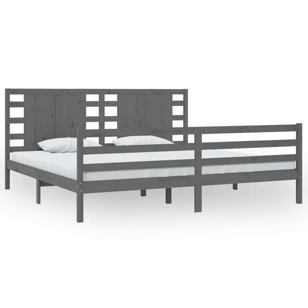 Estrutura de cama 200x200 cm pinho maciço cinzento