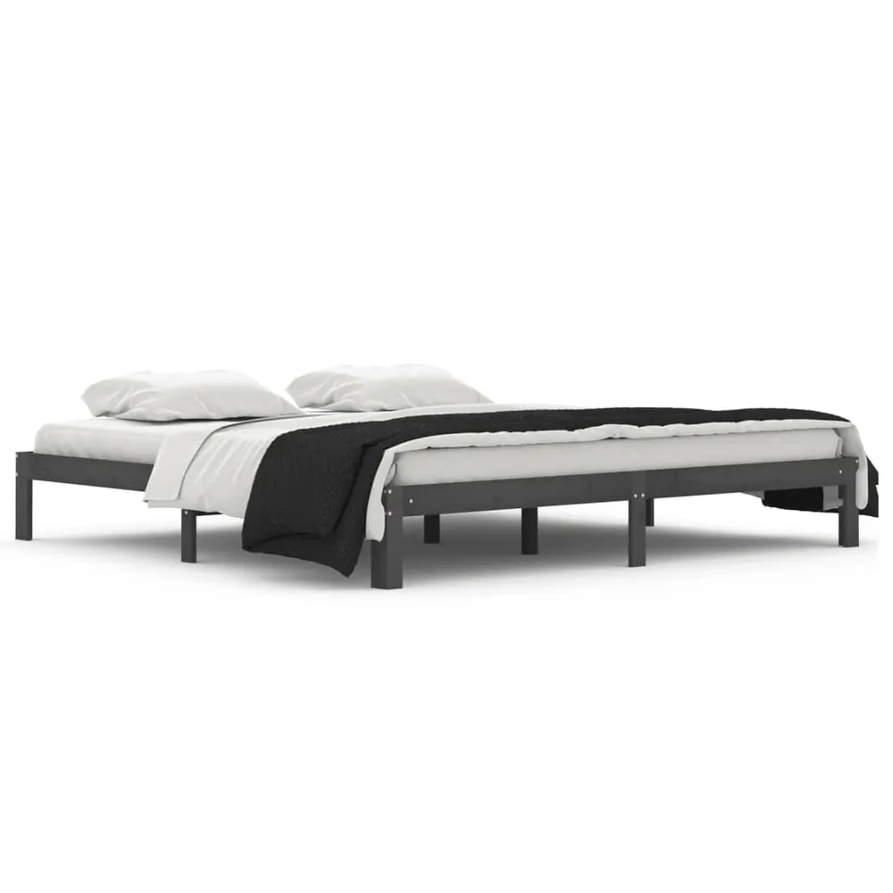 Estrutura de cama 200x200 cm pinho maciço cinzento