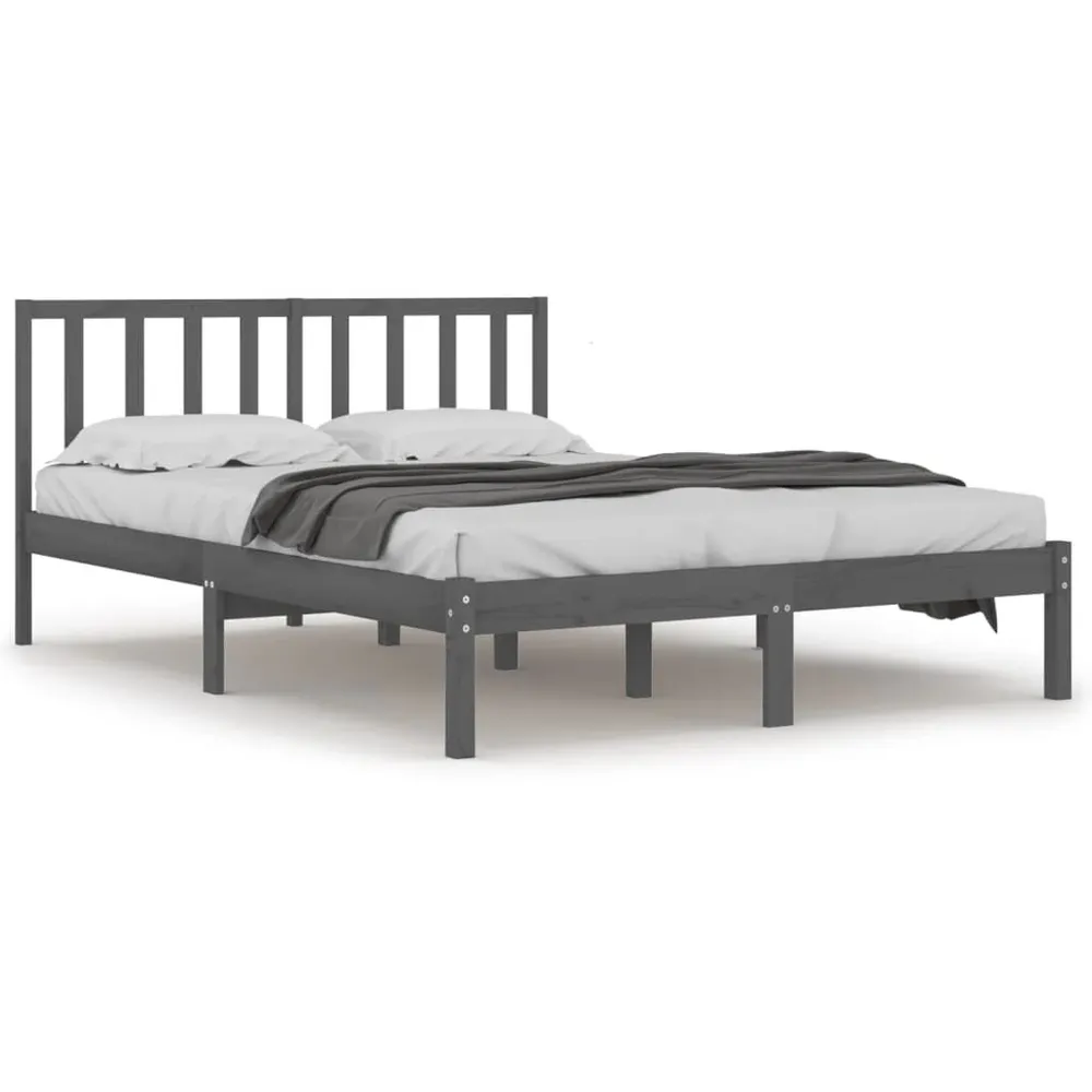 Estrutura de cama 200x200 cm pinho maciço cinzento