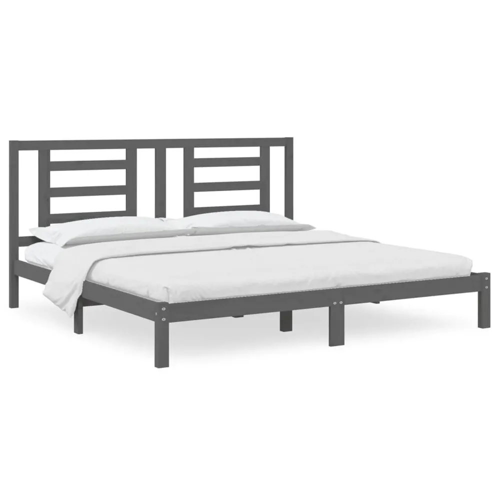 Estrutura de cama 200x200 cm pinho maciço cinzento