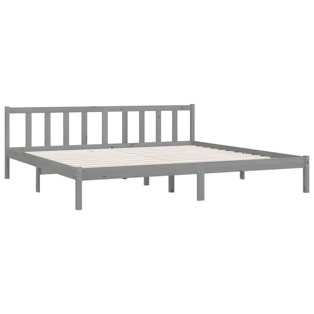 Estrutura de cama 200x200 cm pinho maciço cinzento