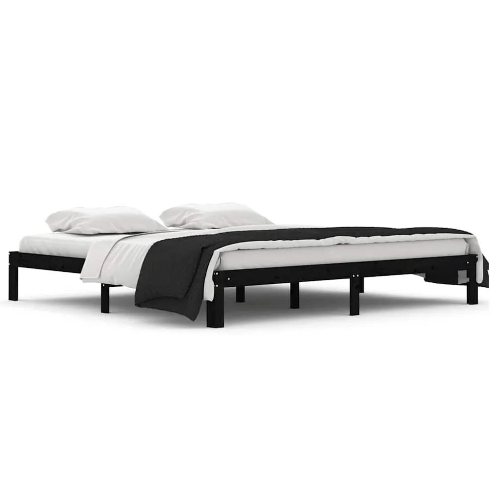Estrutura de cama 200x200 cm pinho maciço preto