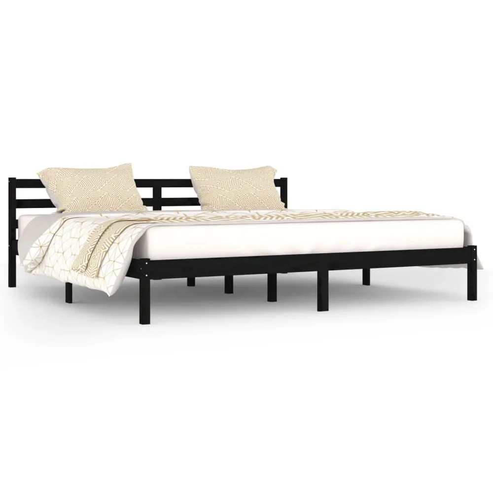 Estrutura de cama 200x200 cm pinho maciço preto