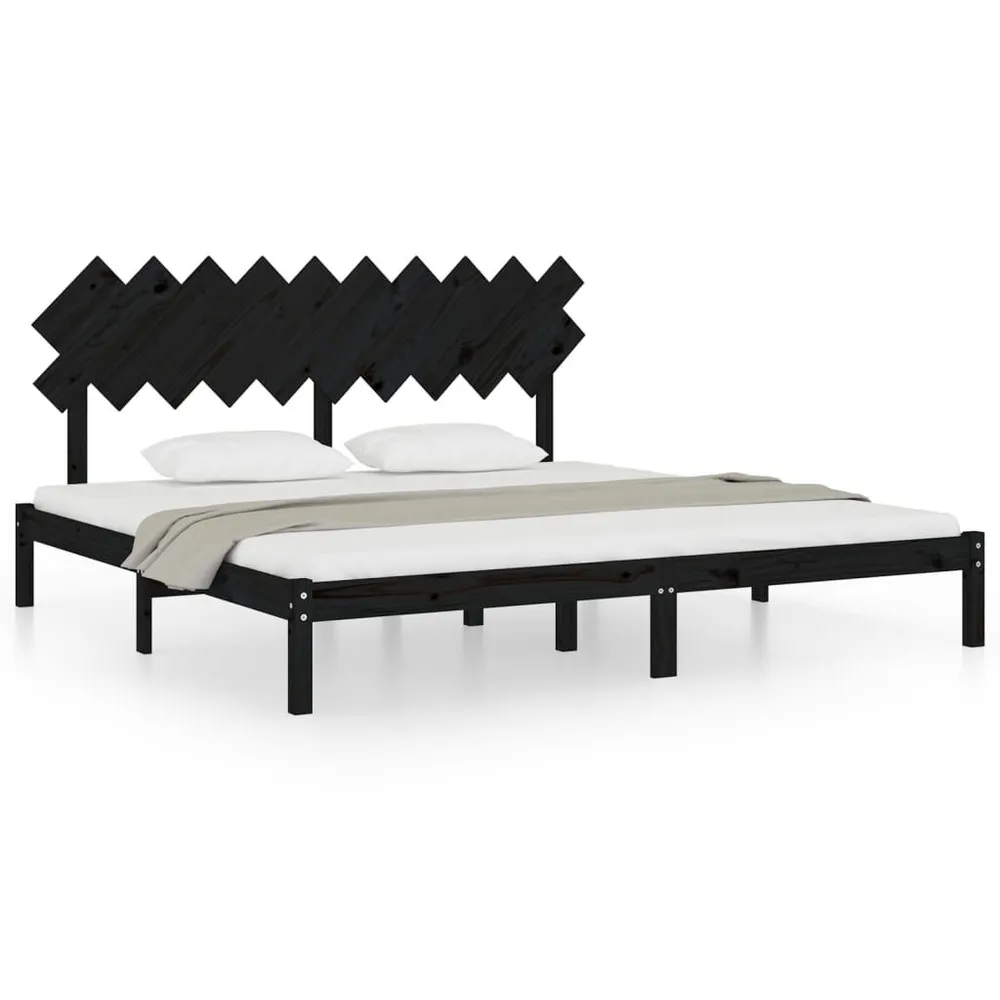 Estrutura de cama 200x200 cm preto madeira maciç