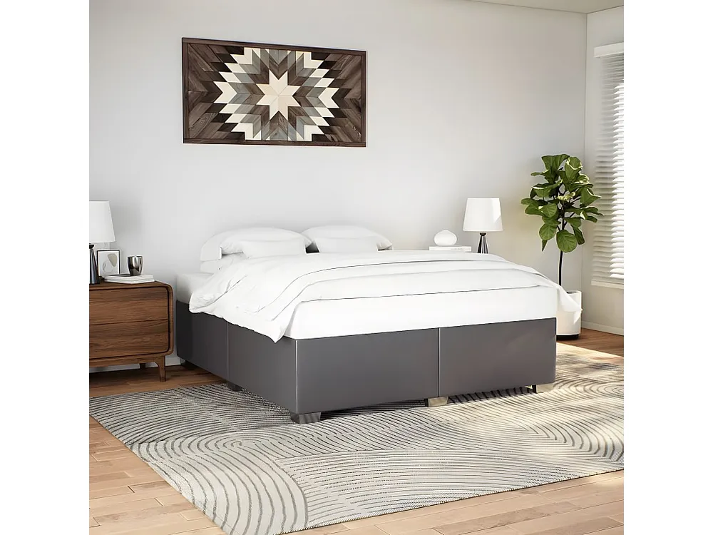 Estrutura de cama 200x200cm couro artificial cinzento