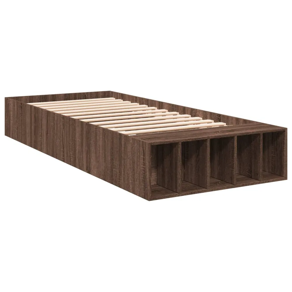 Estrutura de cama 75x190 cm derivados madeira carvalho castanho