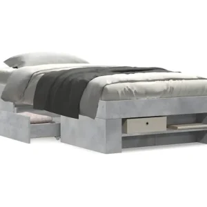 Estrutura de cama 75x190 cm derivados de madeira cinza cimento