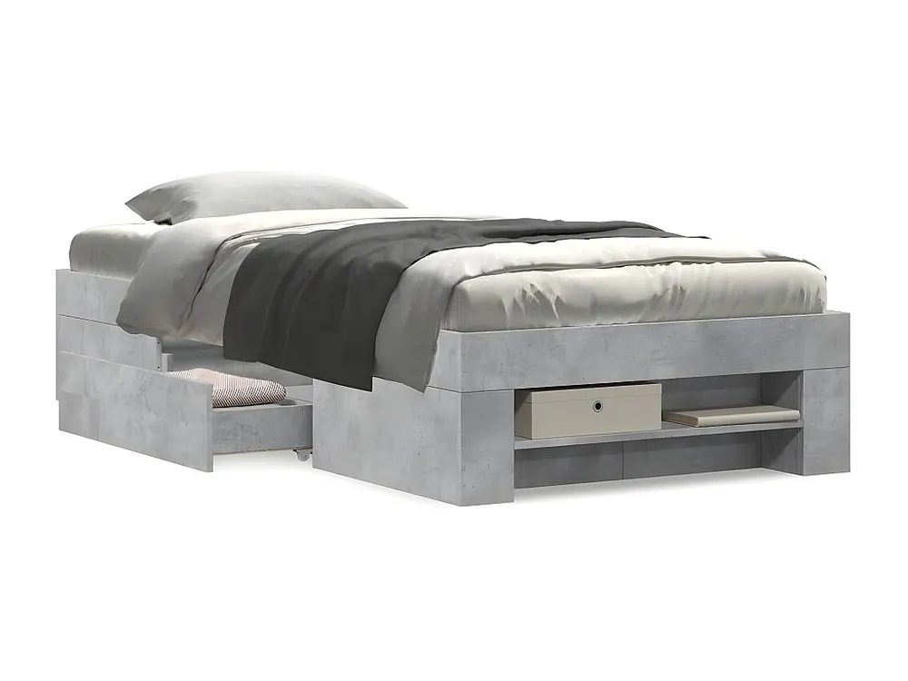 Estrutura de cama 75x190 cm derivados de madeira cinza cimento