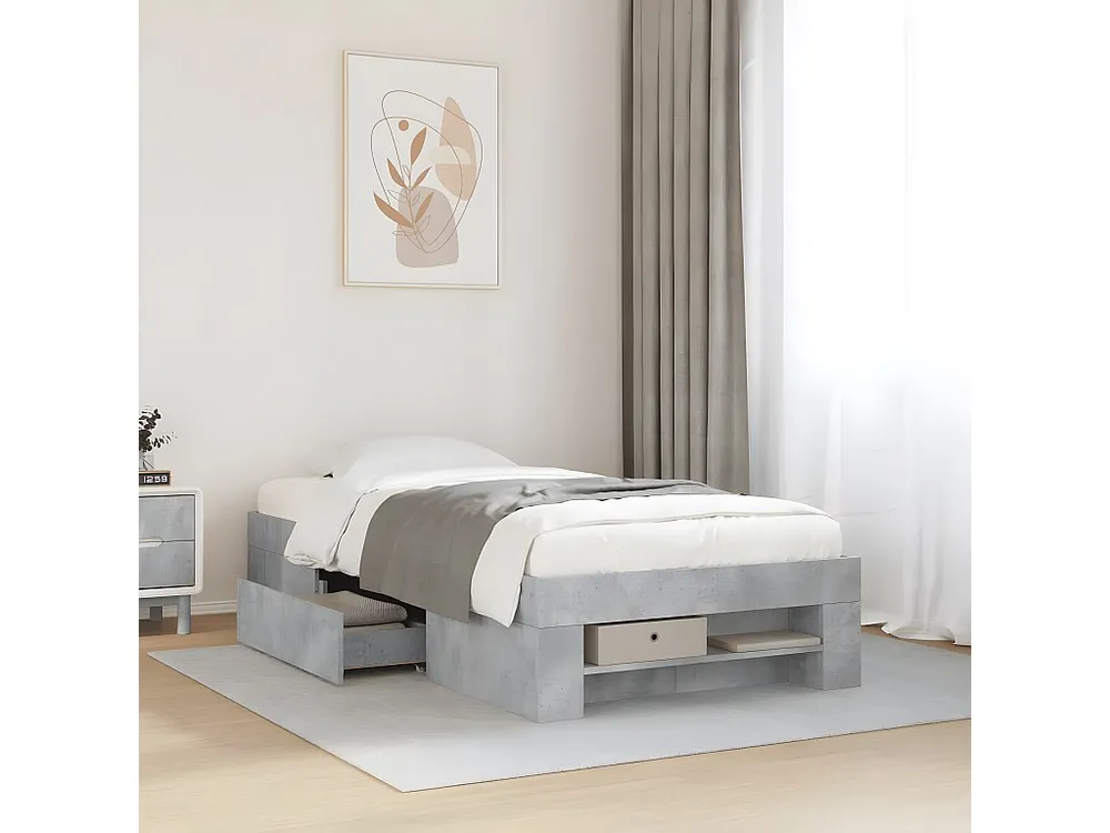 Estrutura de cama 75x190 cm derivados de madeira cinza cimento
