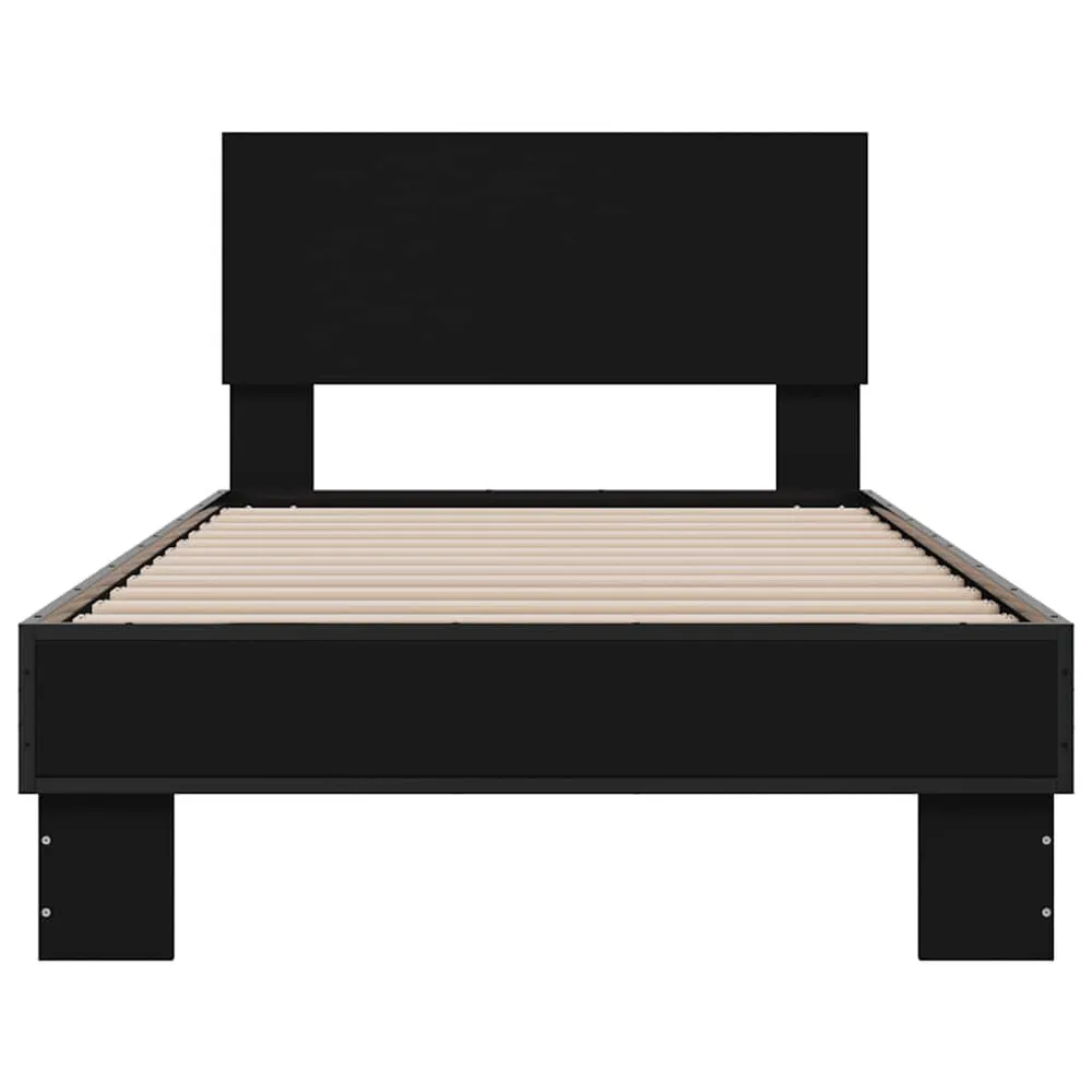 Estrutura de cama 75x190 cm derivados de madeira e metálico preto