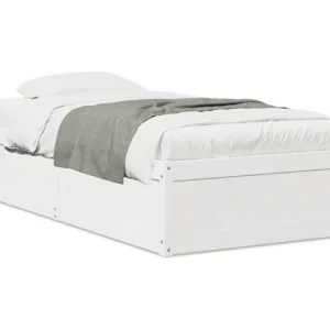 Estrutura de cama 75x190 cm madeira de pinho maciç branco