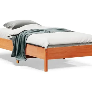 Estrutura de cama 75x190 cm madeira pinho maciç castanho cera