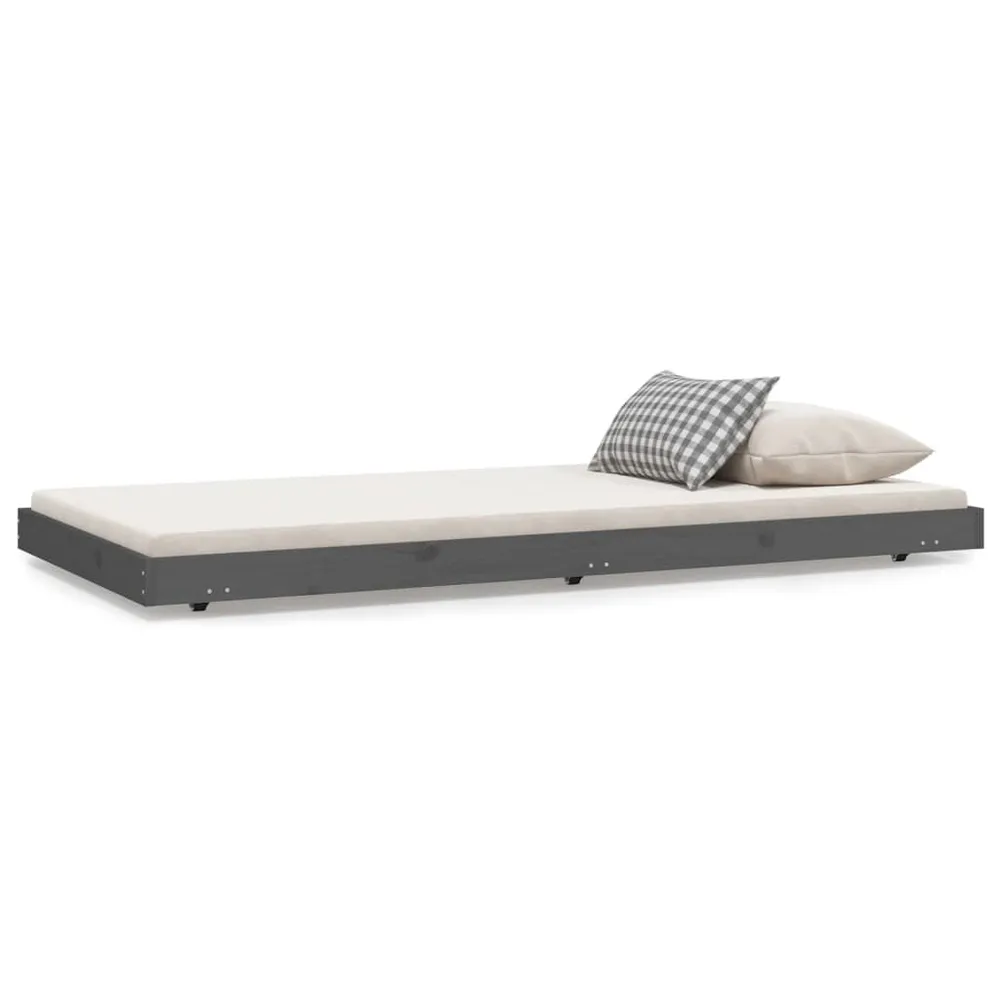 Estrutura de cama 75x190 cm madeira de pinho maciç cinzento