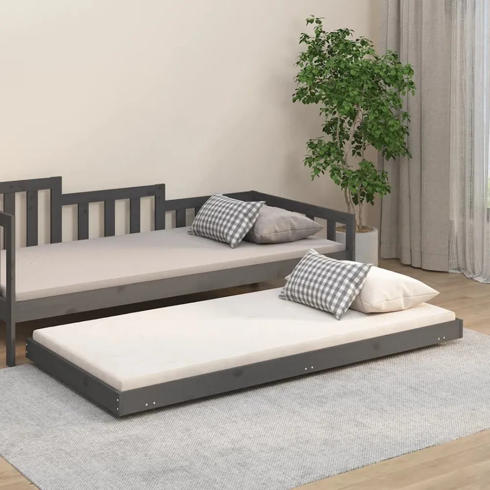 Estrutura de cama 75x190 cm madeira de pinho maciç cinzento