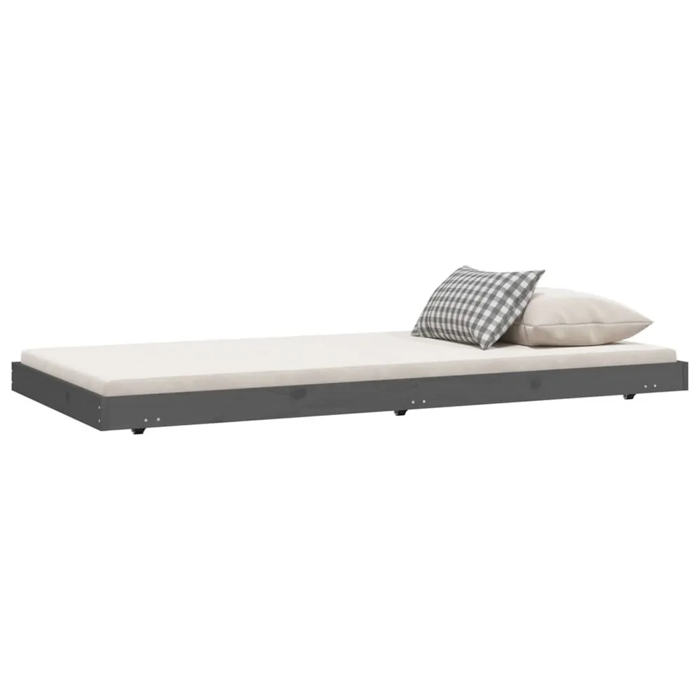 Estrutura de cama 75x190 cm madeira de pinho maciç cinzento