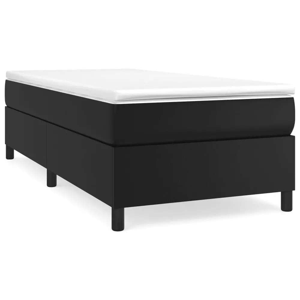 Estrutura de cama 90x190 cm couro artificial preto