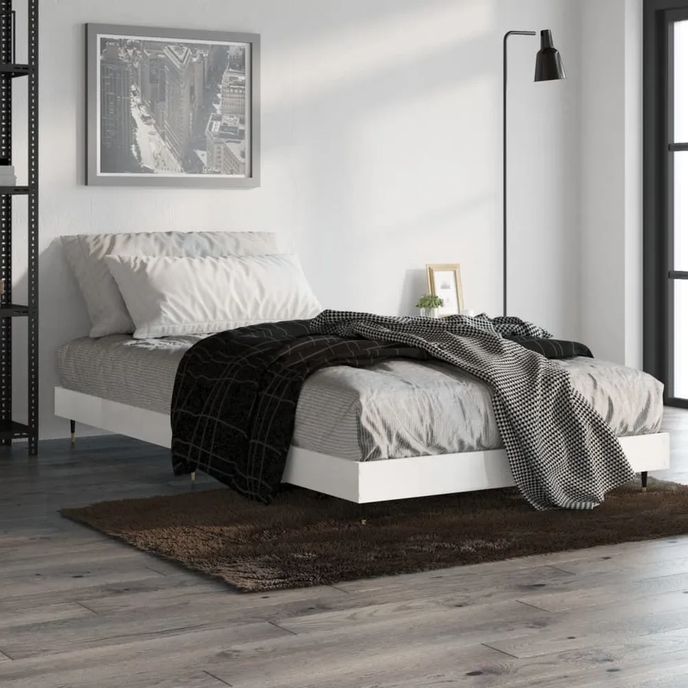 Estrutura cama 90x190 cm derivados de madeira branco resplandecente