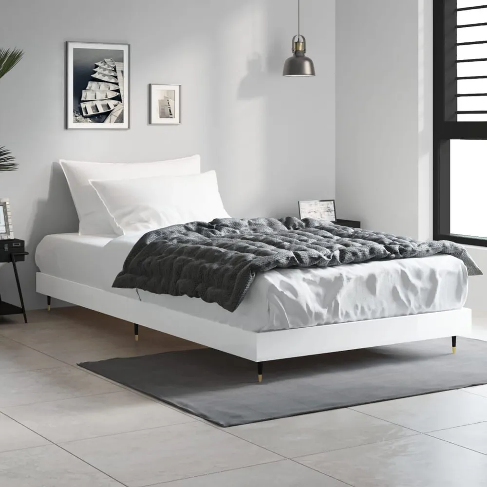 Estrutura cama 90x190 cm derivados de madeira branco resplandecente