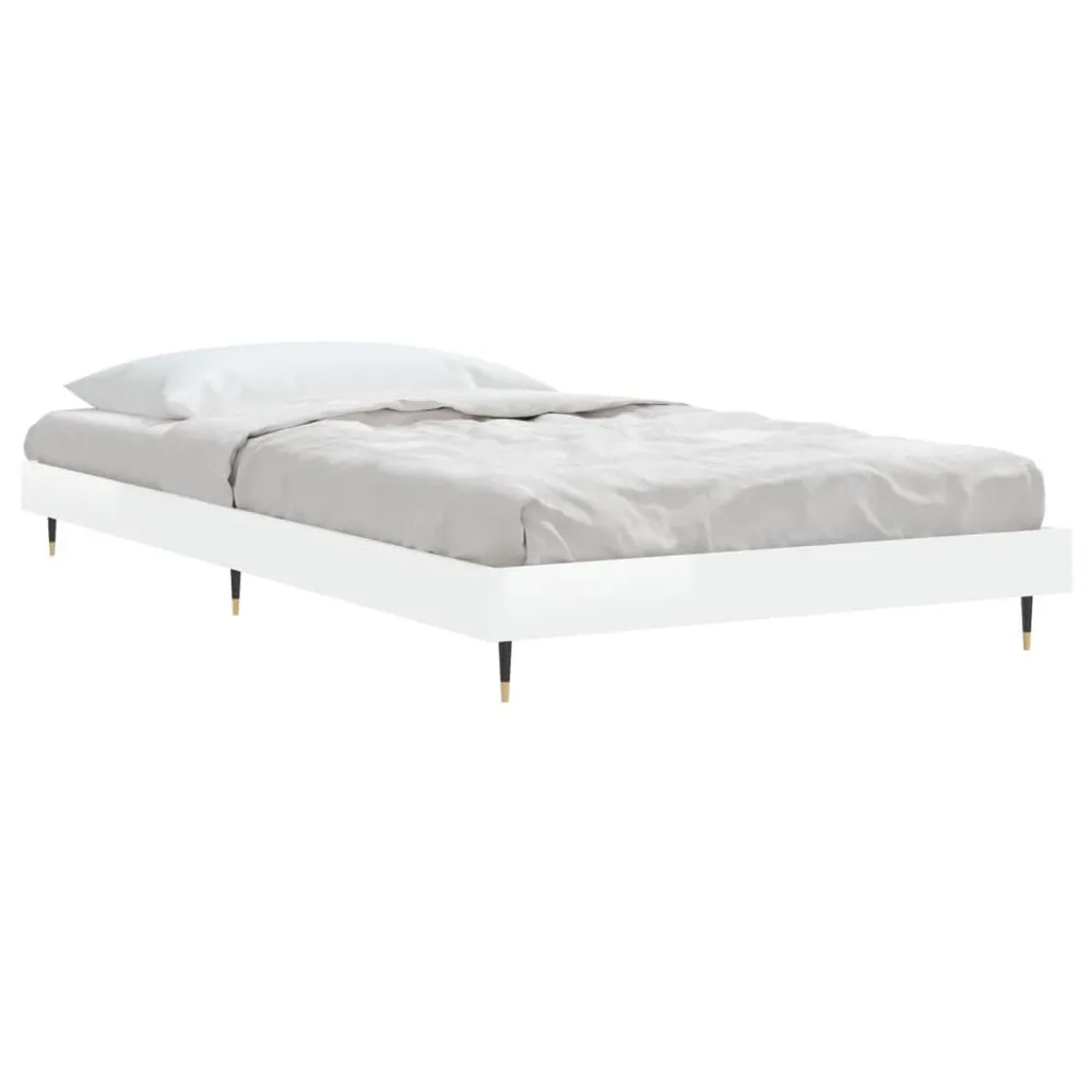 Estrutura cama 90x190 cm derivados de madeira branco resplandecente