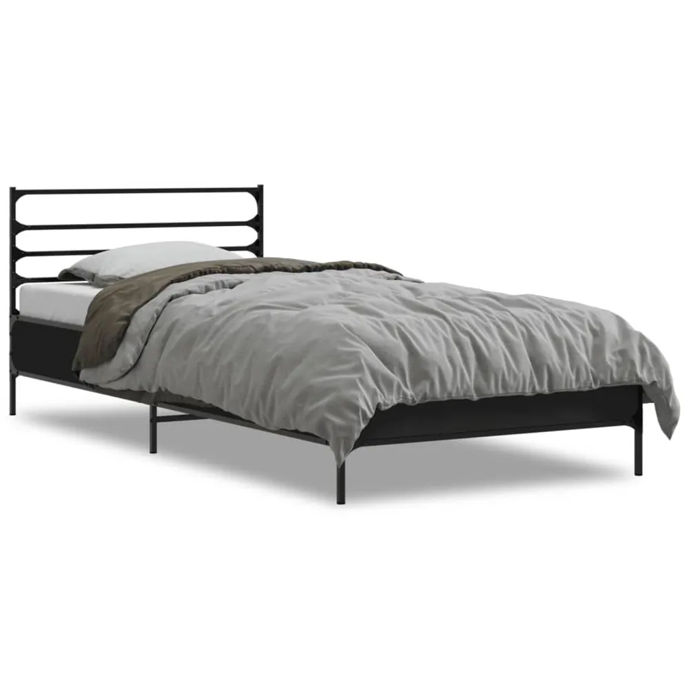 Estrutura de cama 90x190 cm derivados de madeira e metálico preto