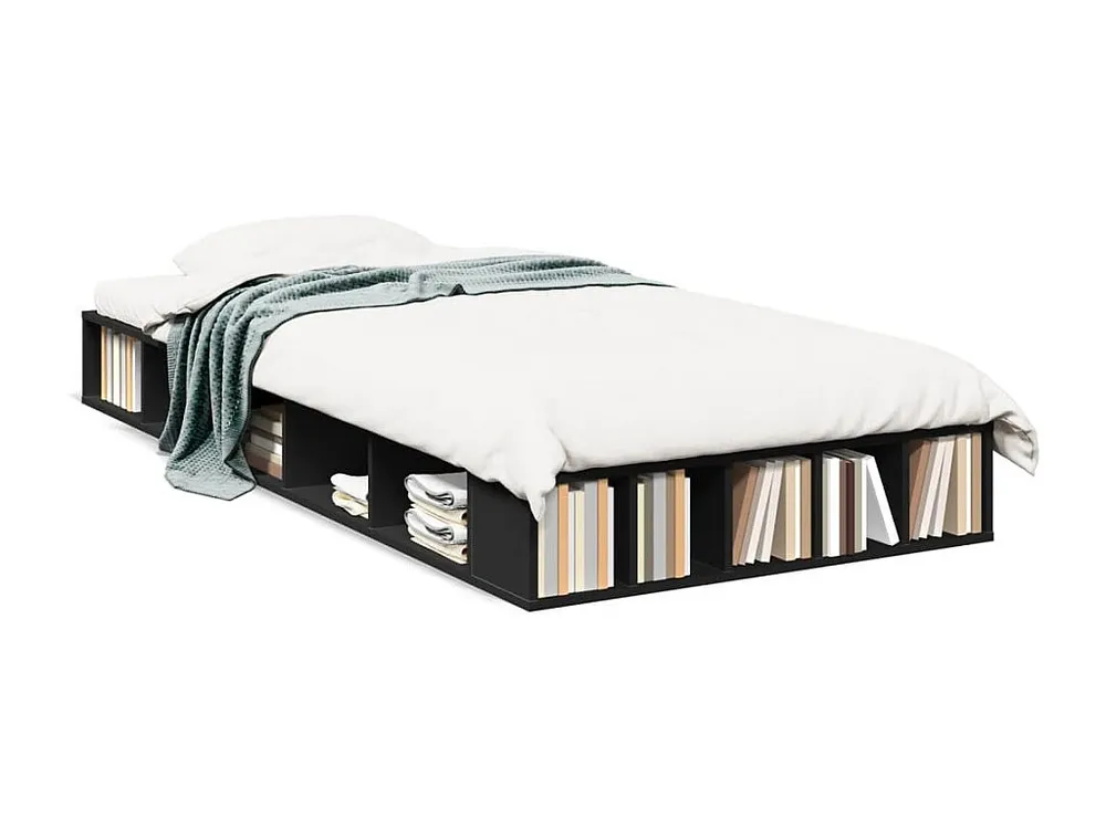 Estrutura de cama 90x190 cm derivados de madeira preto